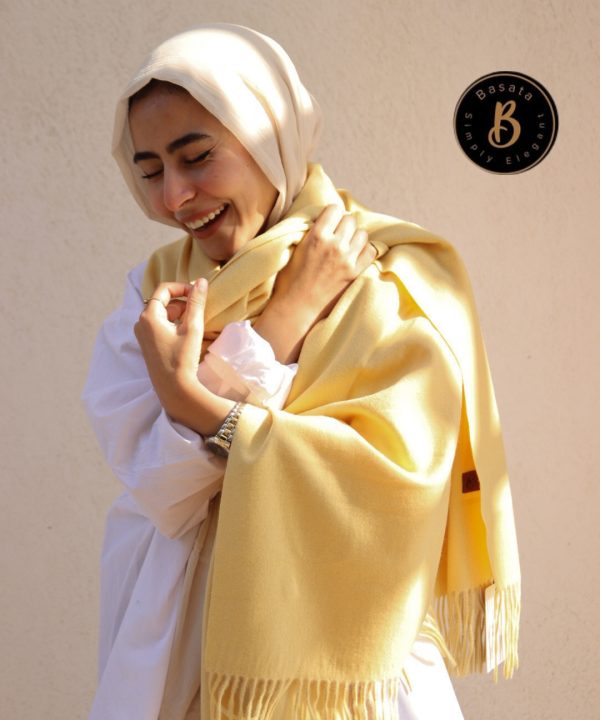 شال صوف ناعم   أصفر