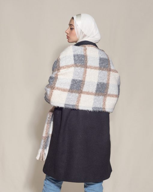 Wool Plaid Knit Shawl - Image 3