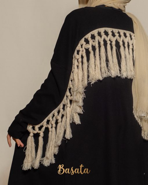 Short Ribbed Wool Cardigan with Trendy Cotton Tassels - Image 4