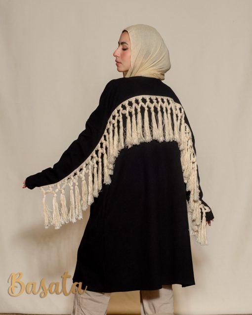 Short Ribbed Wool Cardigan with Trendy Cotton Tassels - Image 5