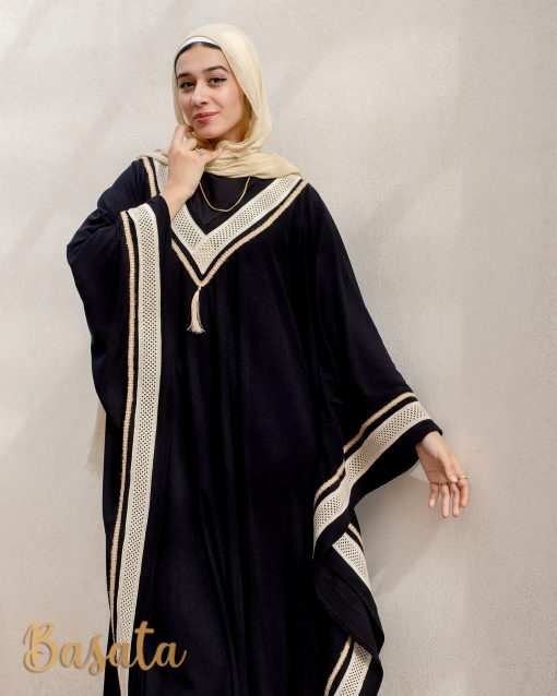 Embroidered Velvet Butterfly Abaya – Wide and Elegant