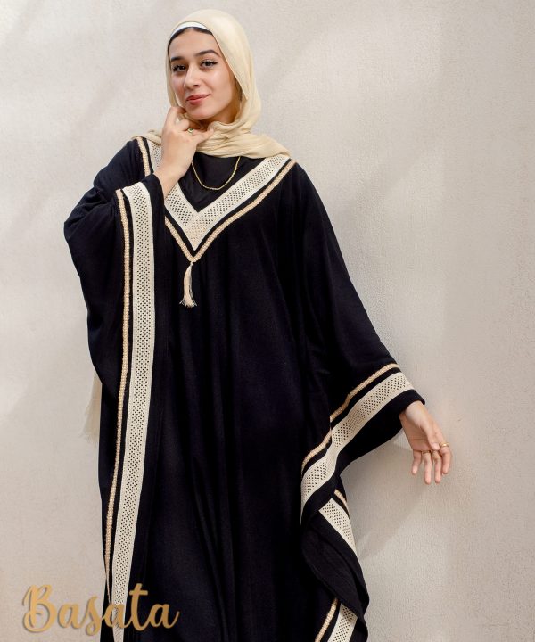 Embroidered Velvet Butterfly Abaya – Wide and Elegant