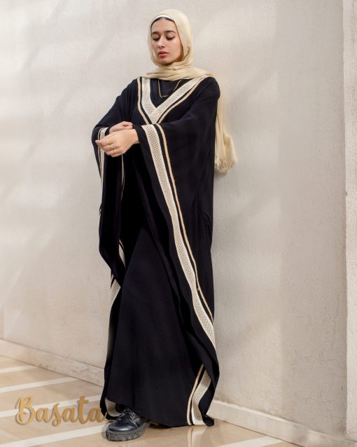 Embroidered Velvet Butterfly Abaya – Wide and Elegant - Image 3