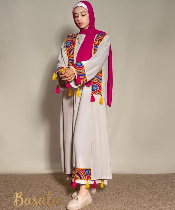 Beige Velvet Caftan and Basic Dress