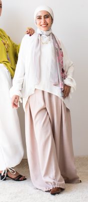 Beige Linen Aladdin Pants