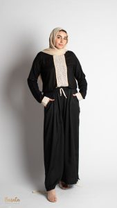 Black Linen Aladdin Pants