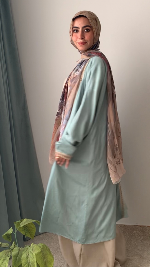 Mint Green Cotton Cardigan - Image 3