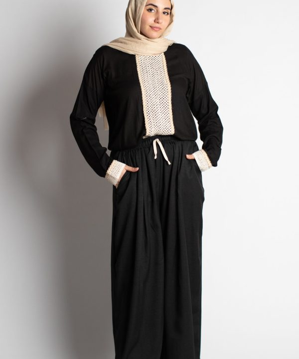 Black Linen Aladdin Pants