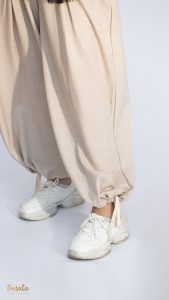 Beige Linen Aladdin Pants