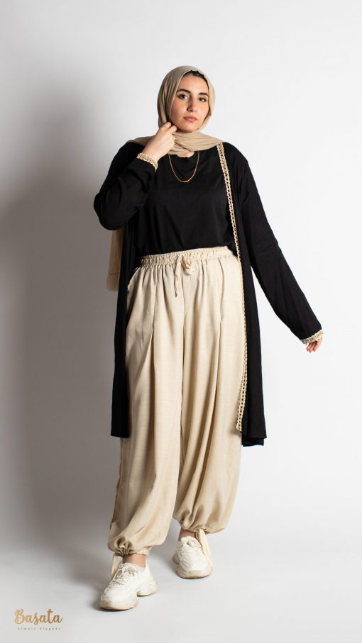 Beige Linen Aladdin Pants - Image 4