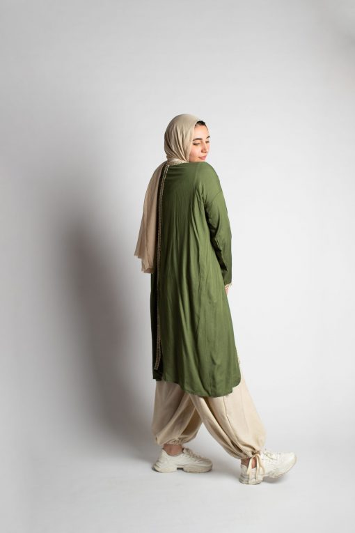 Olive Cotton Cardigan - Image 2