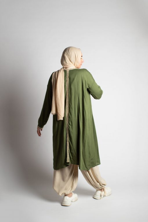 Olive Cotton Cardigan - Image 3