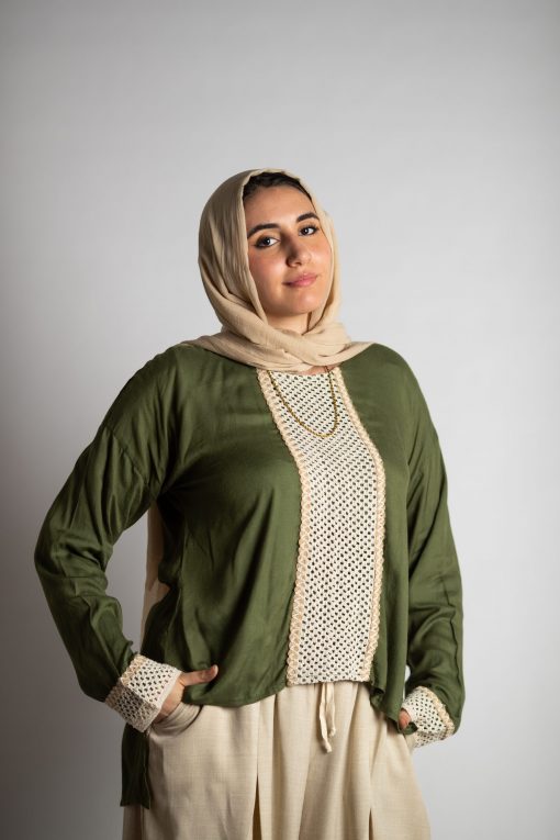 Olive Cotton Loose Fit Blouse