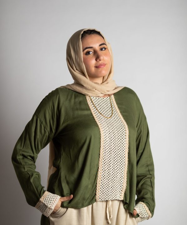 Olive Cotton Loose Fit Blouse
