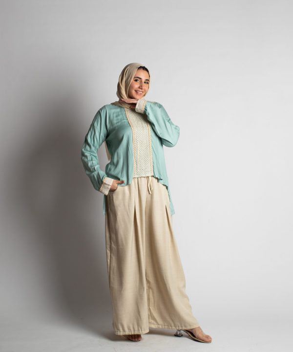 Mint Green Cotton Loose Fit Blouse