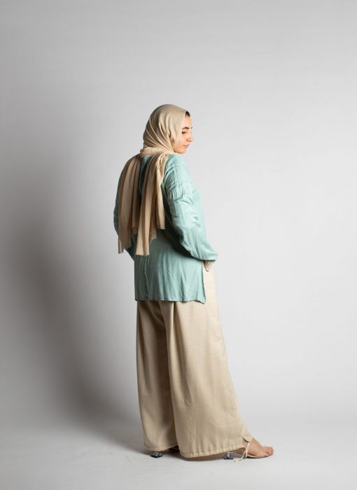 Mint Green Cotton Loose Fit Blouse - Image 3