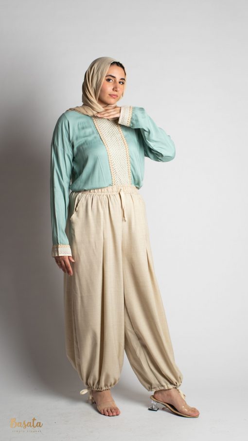 Beige Linen Aladdin Pants - Image 7