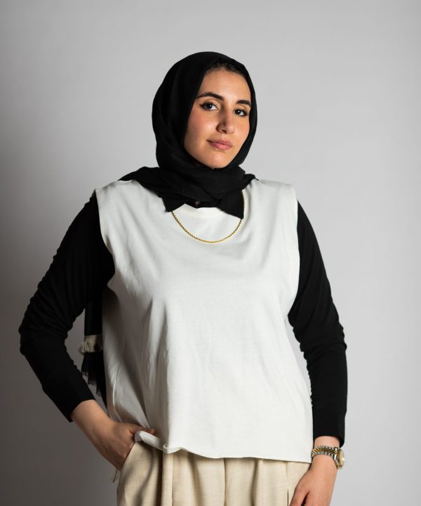 Short White Cotton Basic with Side Slit