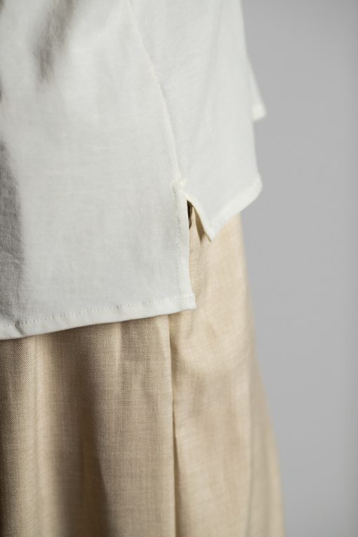 Short White Cotton Basic with Side Slit - Image 6