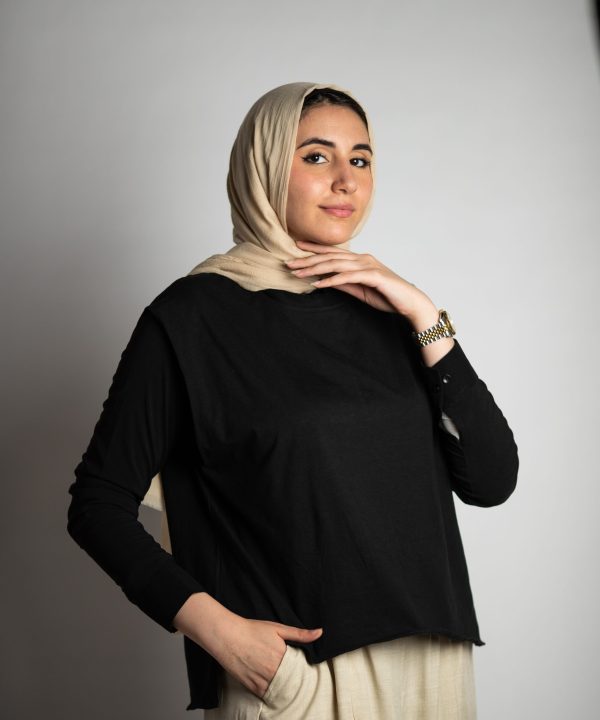 Short Black Cotton Basic with Side Slit