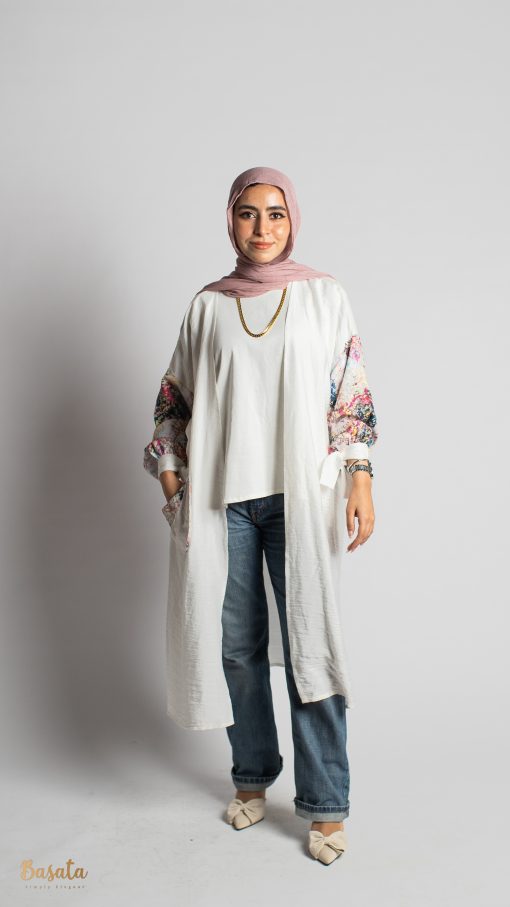 Flowry Cardigan In Off White - Image 2
