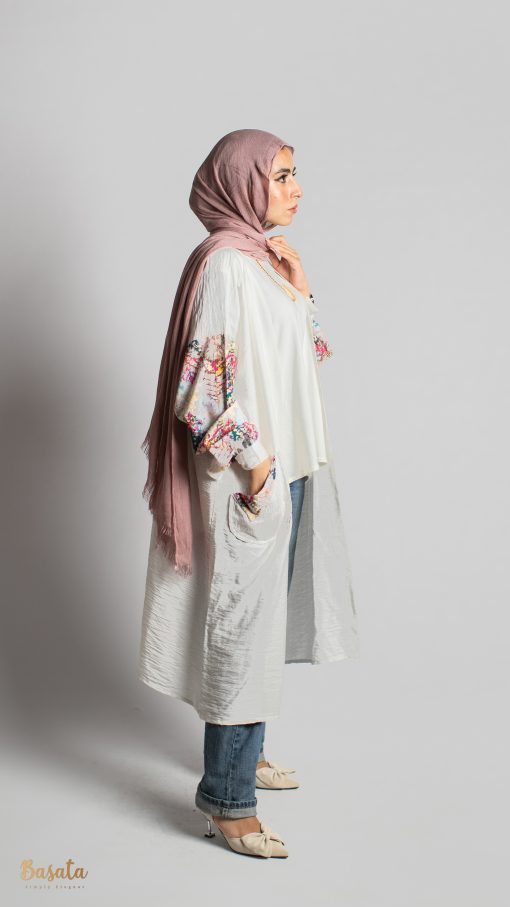 Flowry Cardigan In Off White - Image 6