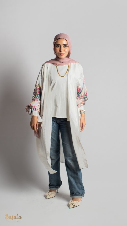 Flowry Cardigan In Off White - Image 4