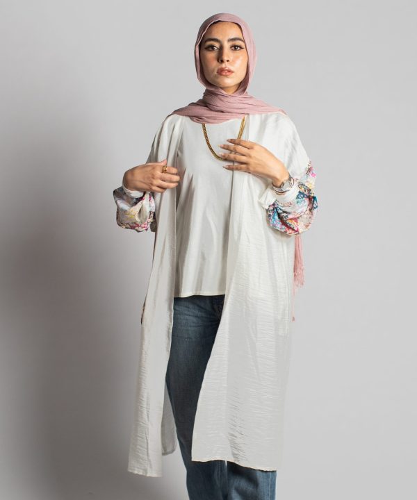 Flowry Cardigan In Off White