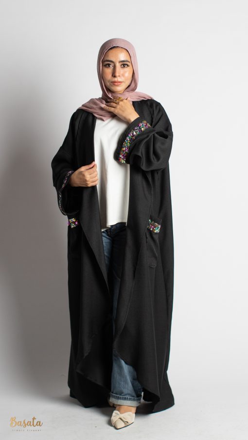 Round shiny Cardigan In Black - Image 3