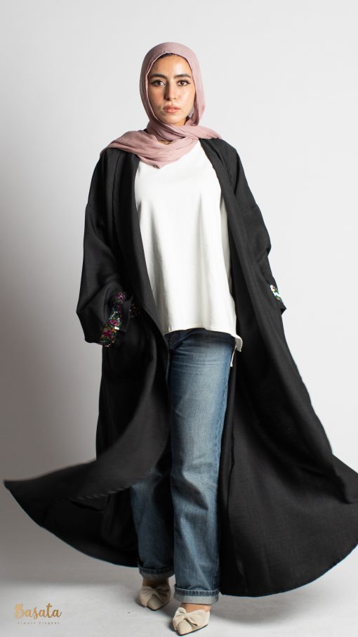 Round shiny Cardigan In Black - Image 4
