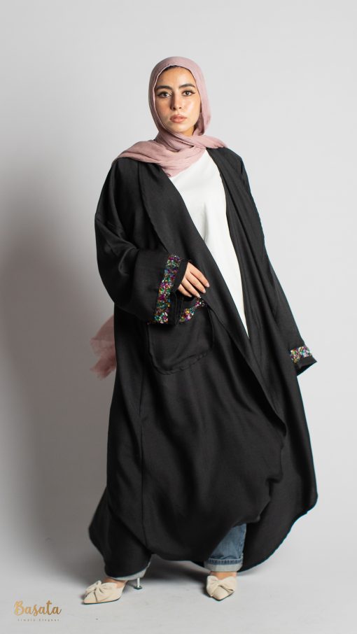 Round shiny Cardigan In Black - Image 6