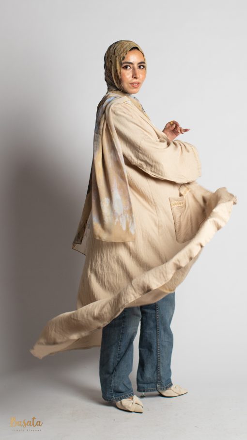 Round Zegzag Cardigan In Beig - Image 3