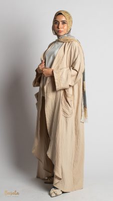 Round Zegzag Cardigan In Beig