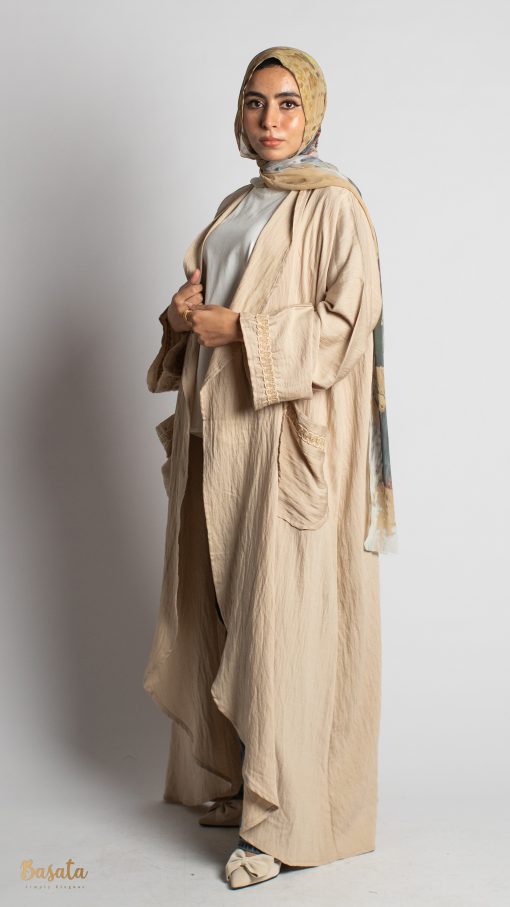 Round Zegzag Cardigan In Beig