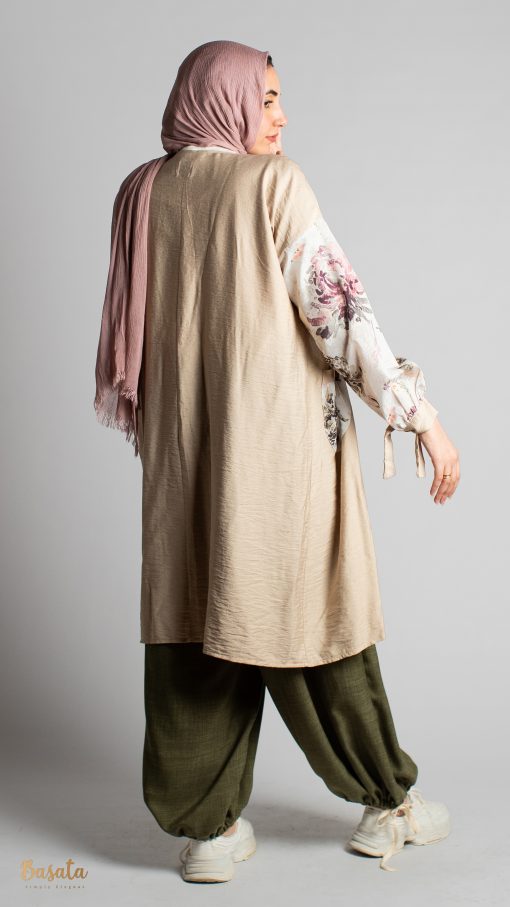 Flowry Cardigan In Beige - Image 4