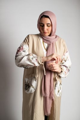 Flowry Cardigan In Beige