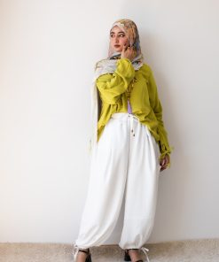 Off White Linen Aladdin Pants