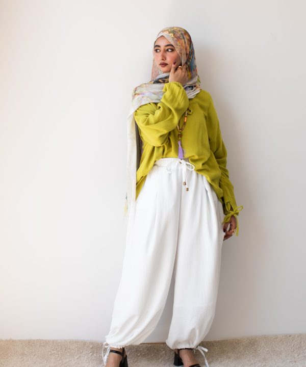 بنطلون علاء الدين الأبيض الكتان المبطن – غير شفاف و مريح