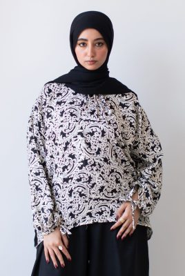 Black flowry blouse