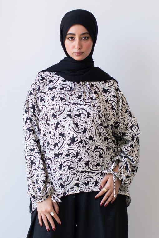 Black flowry blouse