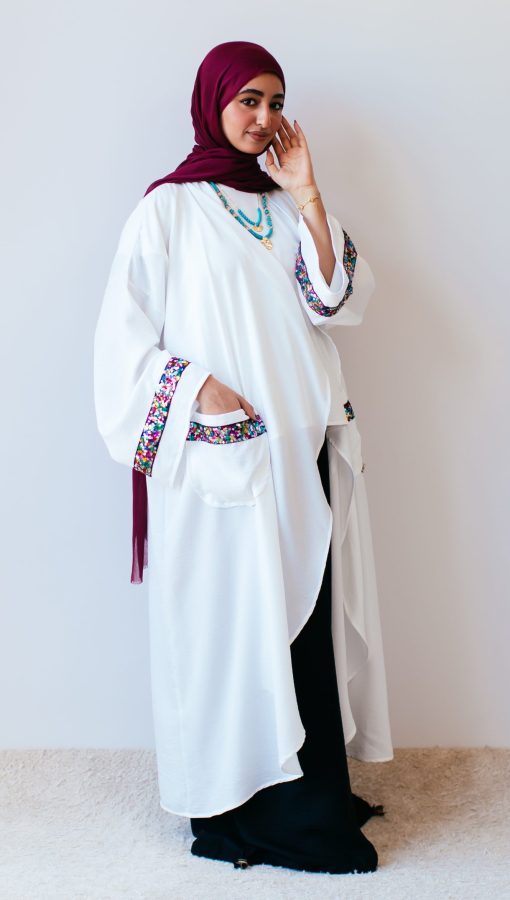 Round shiny Cardigan In Off white