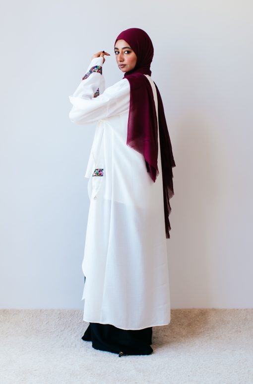 Round shiny Cardigan In Off white - Image 7