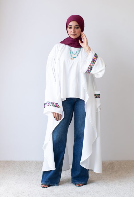 Round shiny Cardigan In Off white - Image 9