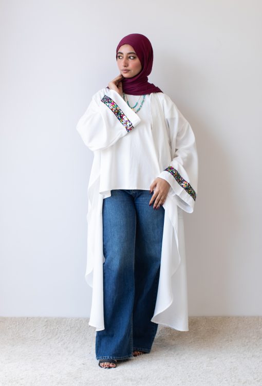Round shiny Cardigan In Off white - Image 11