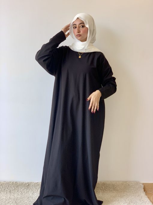Black Cotton Basic Maxi Dress - Image 2