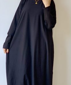 Black Cotton Basic Maxi Dress