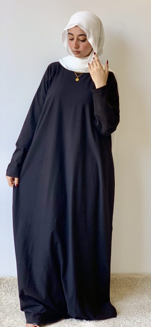 Black Cotton Basic Maxi Dress