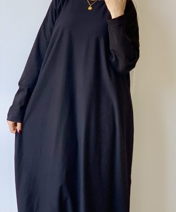 Black Cotton Basic Maxi Dress