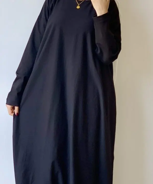 Black Cotton Basic Maxi Dress