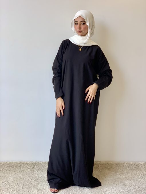 Black Cotton Basic Maxi Dress - Image 4
